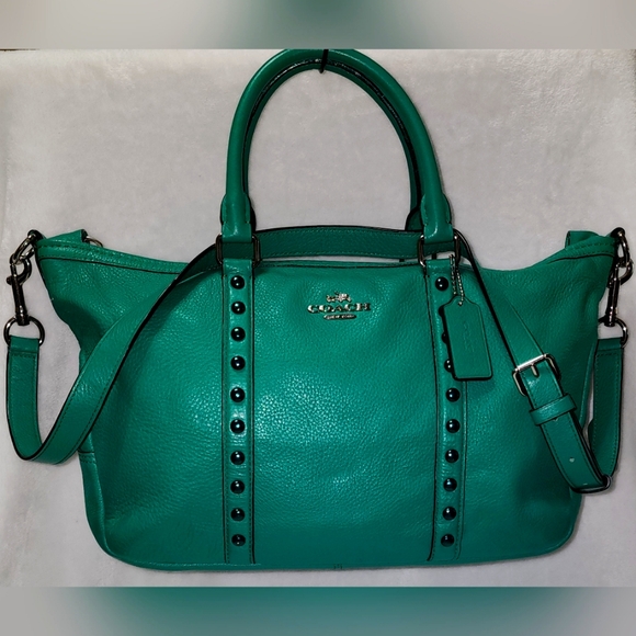 Coach Central Satchel with Enamel Studs, LIKE NEW, green - Picture 1 of 8